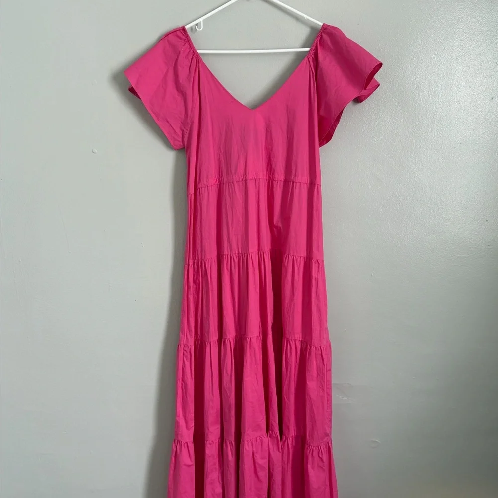 Pink maxi dress with ruffles and stepped skirt - Picture 4 of 11